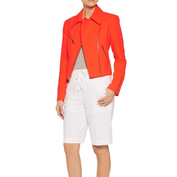 A.L.C. Ekberg Neon Crepe Biker Jacket Size 6 - Picture 1 of 16